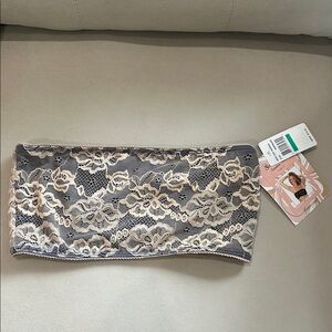 Fashion Forms tan satin lace Bandeau with tan Lace Overlay